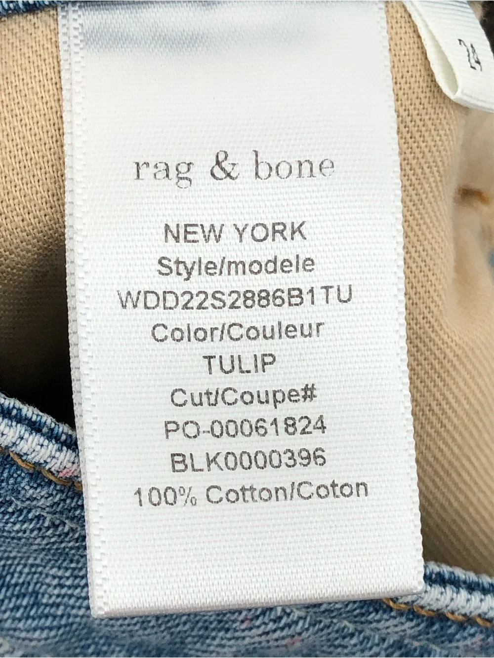 Rag & Bone Tulip Alex High-rise Straight 0914 denim 24 tulip light blue cotton